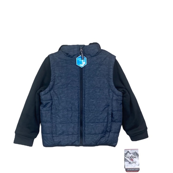 Swiss Alps Black Gray Boys Water Wind Winter Resistant Jacket Coat Size 4 NWT. - Picture 1 of 9
